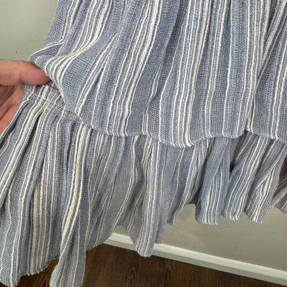 Love Shack Fancy Mini Dress Striped Sleeveless Tank Blue White Size Small Ruffle